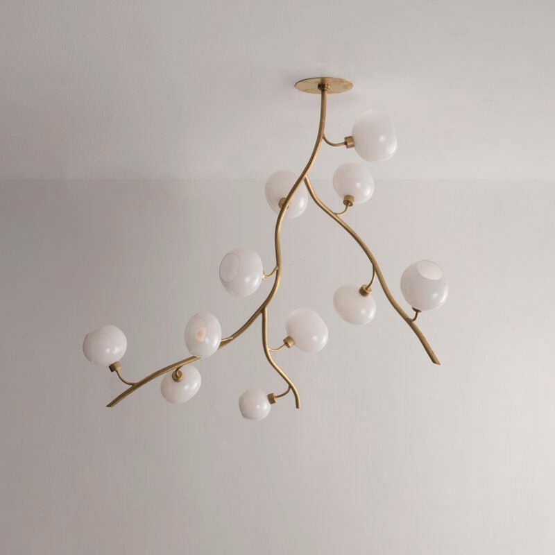 Modern Brass Branch Chandelier with Handcrafted Glass Globes - L62"*W22"*H50"(L157.5cm*W55.88cm*H127cm)Warm Lightcasivra