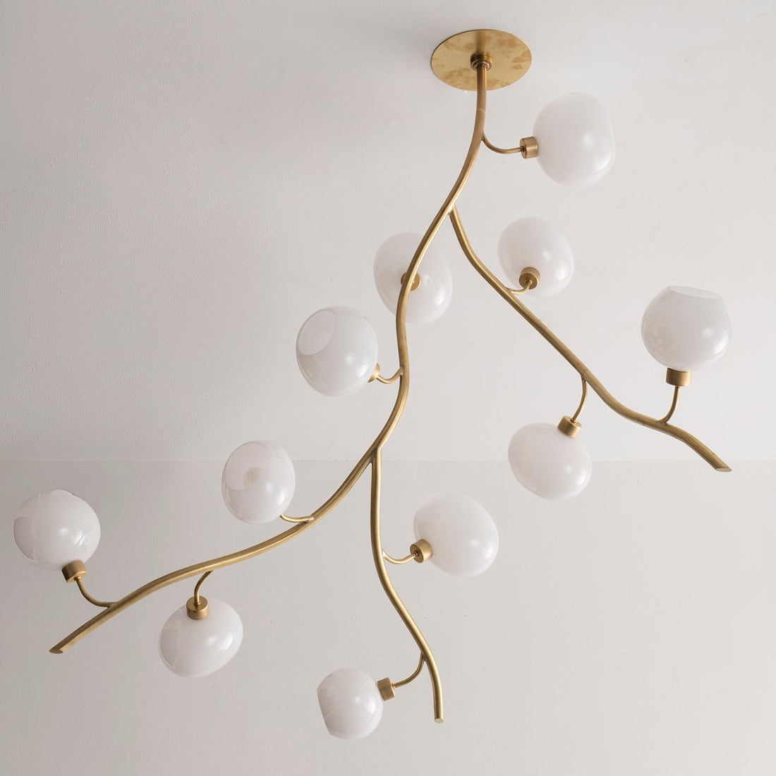 Modern Brass Branch Chandelier with Handcrafted Glass Globes - L62"*W22"*H50"(L157.5cm*W55.88cm*H127cm)Warm Lightcasivra