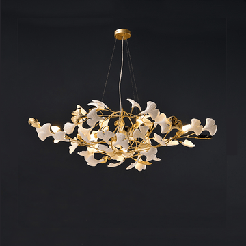Modern Ceramic Ginkgo Chandelier - 39.37" Lcasivra