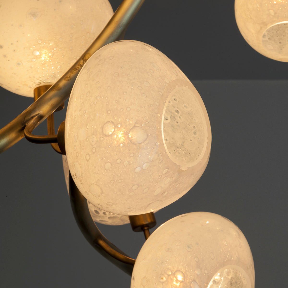 Modern Chandelier with Irregular Glass Lampshades and Brass Branches - L47"*W42"*H50"Warm Lightcasivra