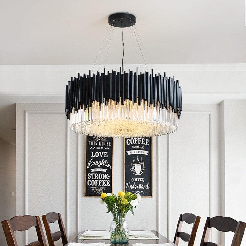 Modern Classic Black Crystal Round Chandelier 24"/ 32"/40" - W24" X H16"casivra