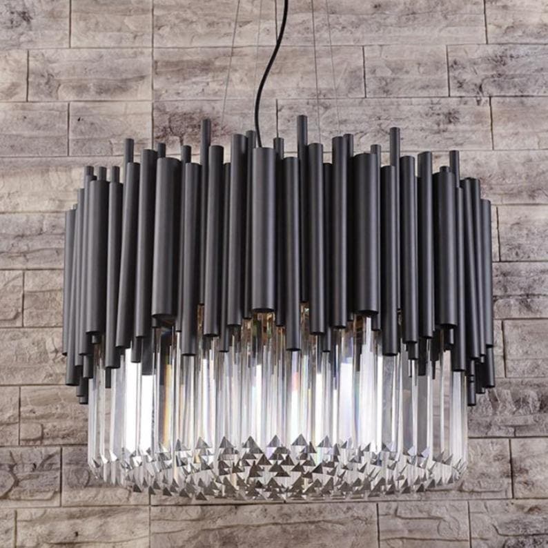 Modern Classic Black Crystal Round Chandelier 24"/ 32"/40" - W40" X H16"casivra
