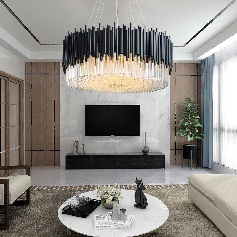 Modern Classic Black Crystal Round Chandelier 24"/ 32"/40" - W40" X H16"casivra