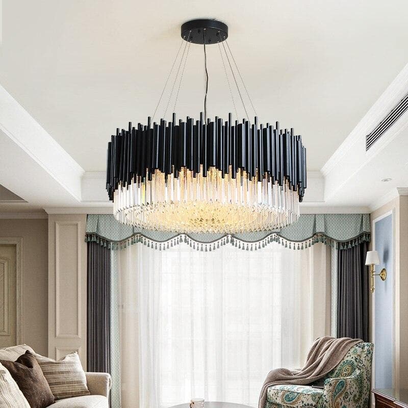 Modern Classic Black Crystal Round Chandelier 24"/ 32"/40" - W32" X H16"casivra