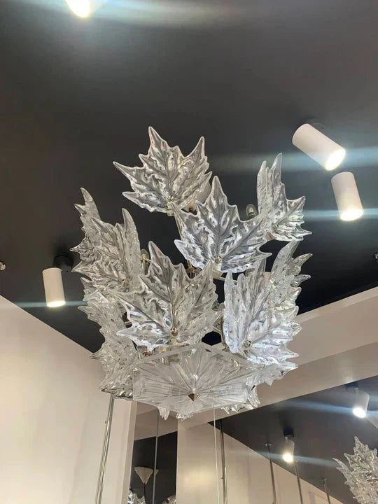 Modern Creative Clear Crystal Maple Leaf Chandelier for Living Room/Bedroom - 3 Tiers/D33.07''*H37.7''(D84cm*H96cm)Warm Lightcasivra