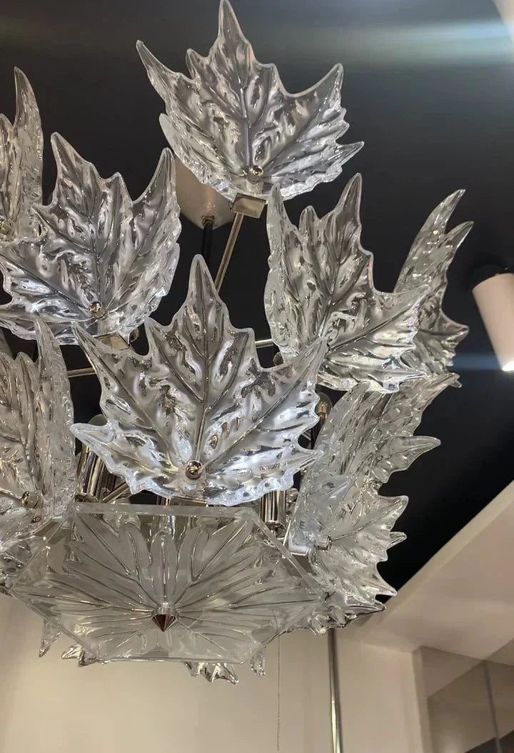 Modern Creative Clear Crystal Maple Leaf Chandelier for Living Room/Bedroom - 3 Tiers/D33.07''*H37.7''(D84cm*H96cm)Warm Lightcasivra
