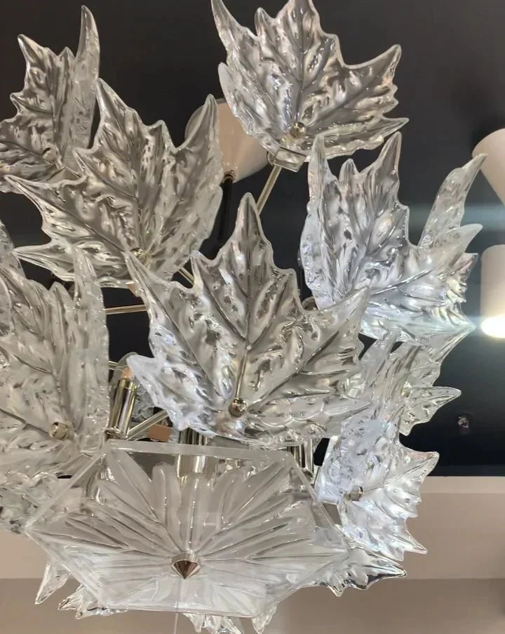 Modern Creative Clear Crystal Maple Leaf Chandelier for Living Room/Bedroom - 3 Tiers/D33.07''*H37.7''(D84cm*H96cm)Warm Lightcasivra