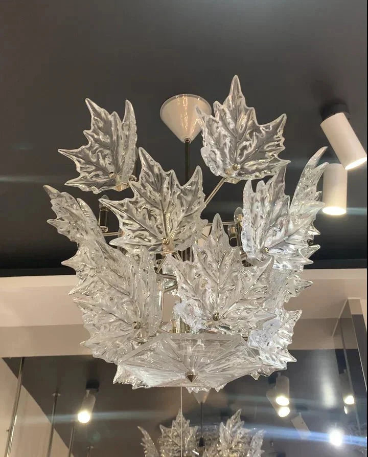 Modern Creative Clear Crystal Maple Leaf Chandelier for Living Room/Bedroom - 3 Tiers/D33.07''*H37.7''(D84cm*H96cm)Warm Lightcasivra