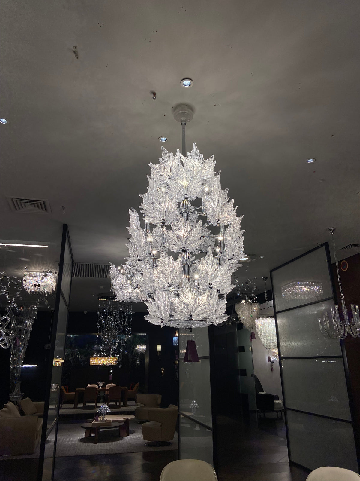 Modern Creative Clear Crystal Maple Leaf Chandelier for Living Room/Bedroom - 6 Tiers/D35.4"*H44.68"(D90cm*H113.5cm)Warm Lightcasivra