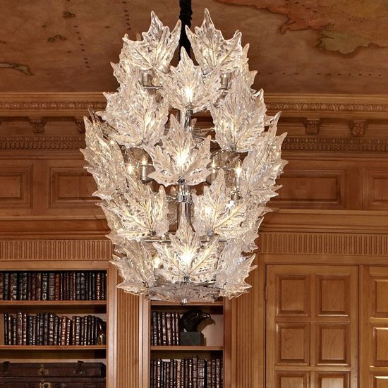 Modern Creative Clear Crystal Maple Leaf Chandelier for Living Room/Bedroom - 3 Tiers/D33.07''*H37.7''(D84cm*H96cm)Warm Lightcasivra