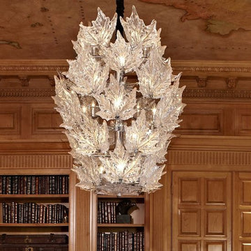 Modern Creative Clear Crystal Maple Leaf Chandelier for Living Room/Bedroom - 3 Tiers/D33.07''*H37.7''(D84cm*H96cm)Warm Lightcasivra