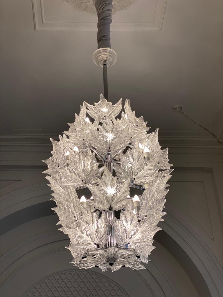 Modern Creative Clear Crystal Maple Leaf Chandelier for Living Room/Bedroom - 6 Tiers/D35.4"*H44.68"(D90cm*H113.5cm)Warm Lightcasivra