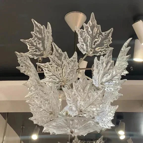 Modern Creative Clear Crystal Maple Leaf Chandelier for Living Room/Bedroom - 3 Tiers/D33.07''*H37.7''(D84cm*H96cm)Warm Lightcasivra