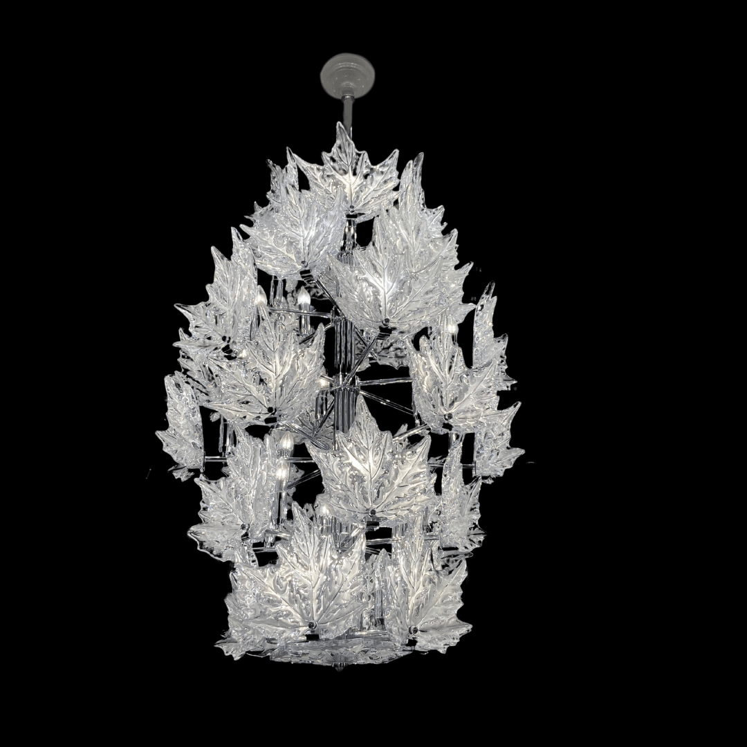 Modern Creative Clear Crystal Maple Leaf Chandelier for Living Room/Bedroom - 3 Tiers/D33.07''*H37.7''(D84cm*H96cm)Warm Lightcasivra