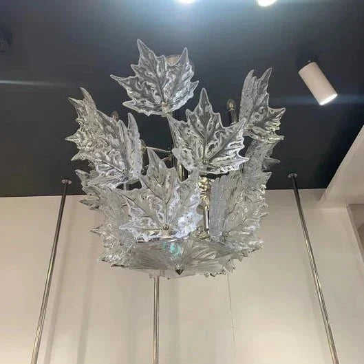 Modern Creative Clear Crystal Maple Leaf Chandelier for Living Room/Bedroom - 3 Tiers/D33.07''*H37.7''(D84cm*H96cm)Warm Lightcasivra