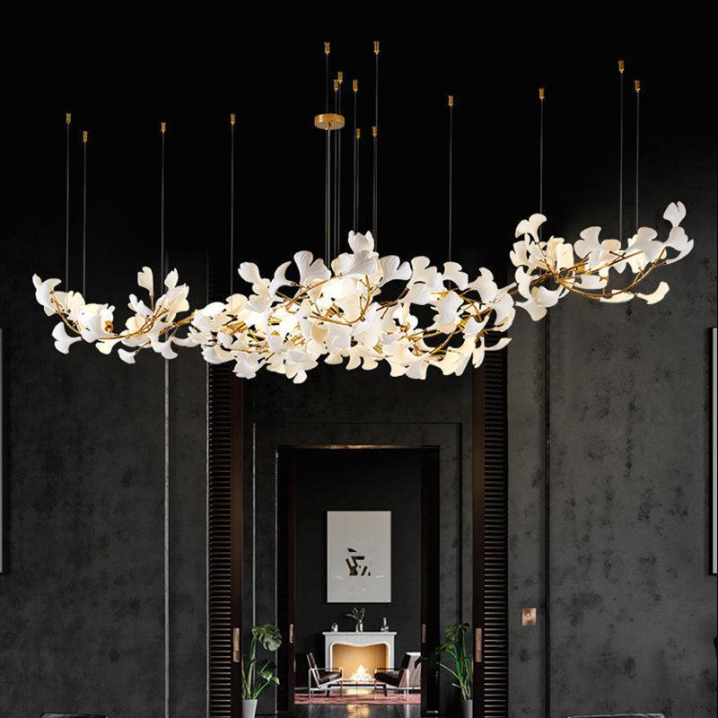 Modern Creative Ginkgo Linear Chandelier - 108.7" Lcasivra