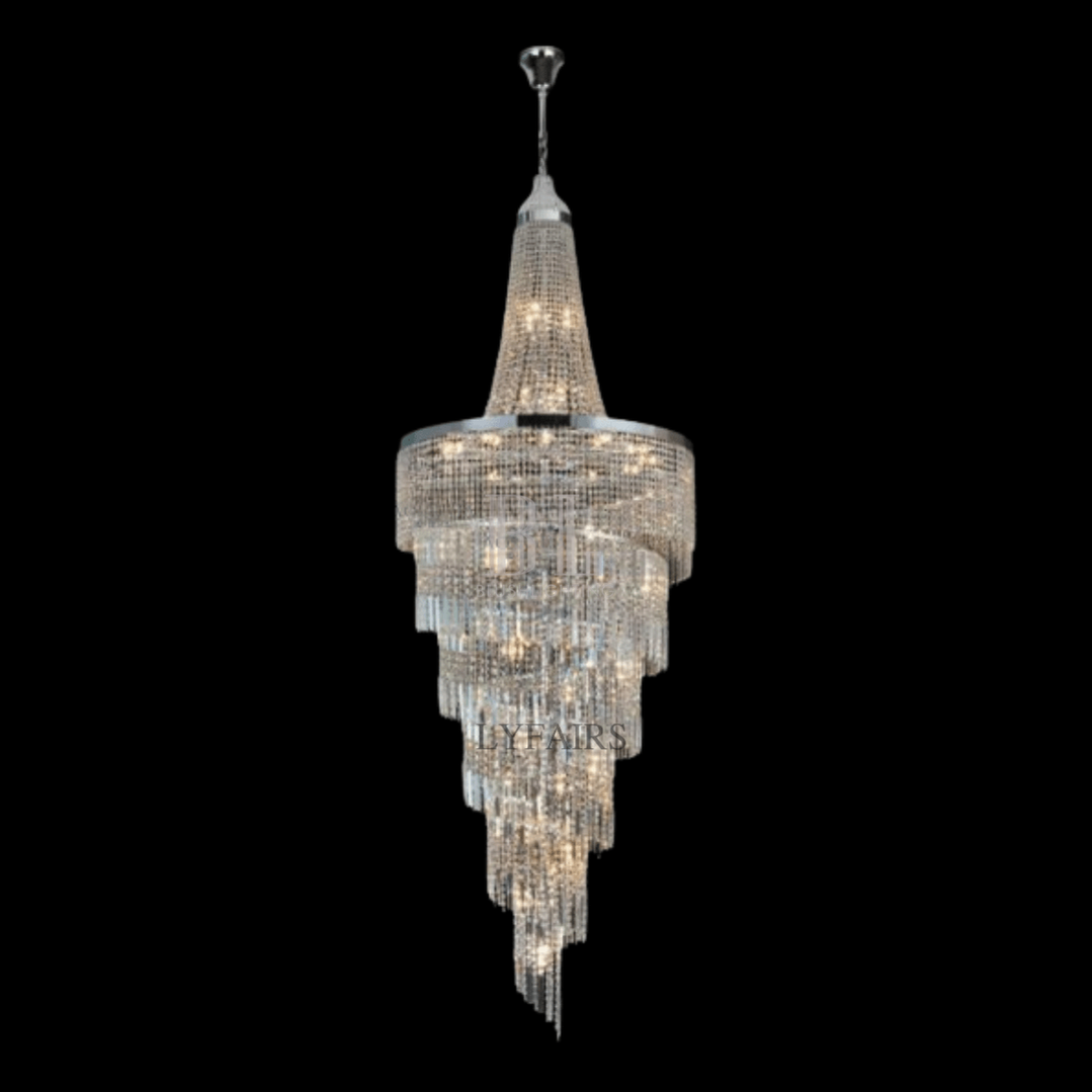 Modern Crystal Tassel Chandelier for Foyer/Staircase - D23.6"*H82.6"Warm Lightcasivra