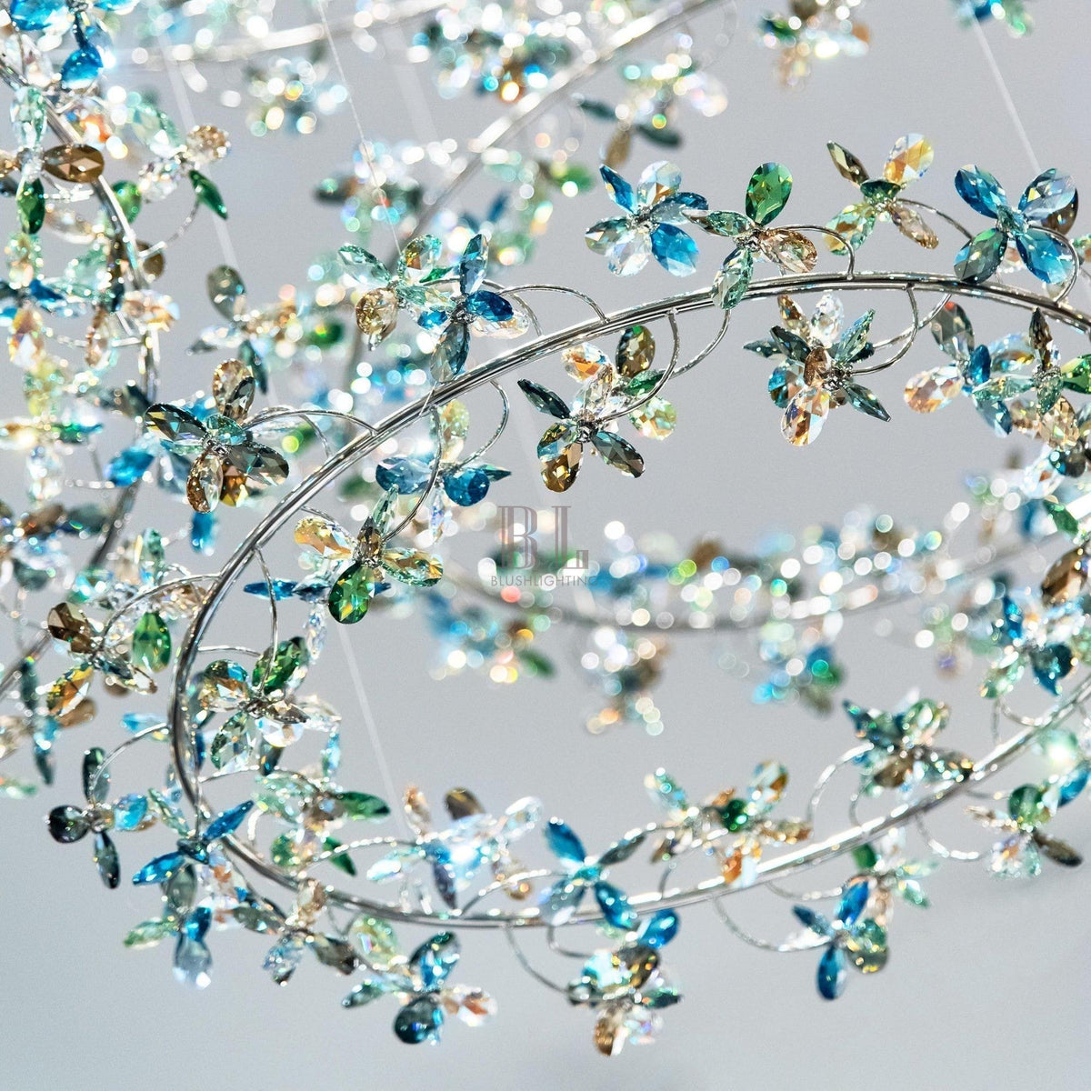 Modern Design Crystal Chandelier with Floral Crown Shape - 1 Ring/D31.5"*H118.1"Without CanopyWarm Lightcasivra