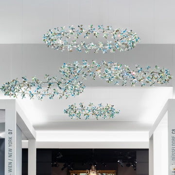 Modern Design Crystal Chandelier with Floral Crown Shape - 1 Ring/D31.5"*H118.1"Without CanopyWarm Lightcasivra