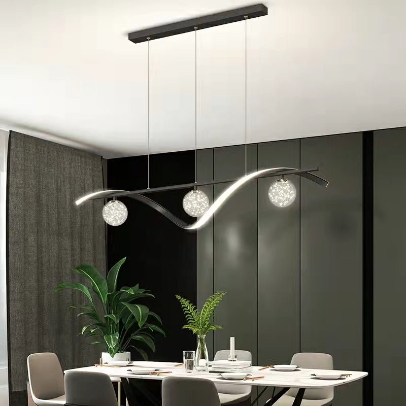 Modern Dining Room Chandelier Concise Style Glass Ball Starlight Ceiling Lamp Luxury Bar Counter Light - L39.4"*H118.1"/2.1 kgBlackWhite Lightcasivra