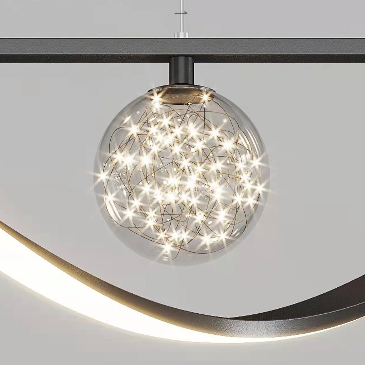 Modern Dining Room Chandelier Concise Style Glass Ball Starlight Ceiling Lamp Luxury Bar Counter Light - L39.4"*H118.1"/2.1 kgGoldWhite Lightcasivra
