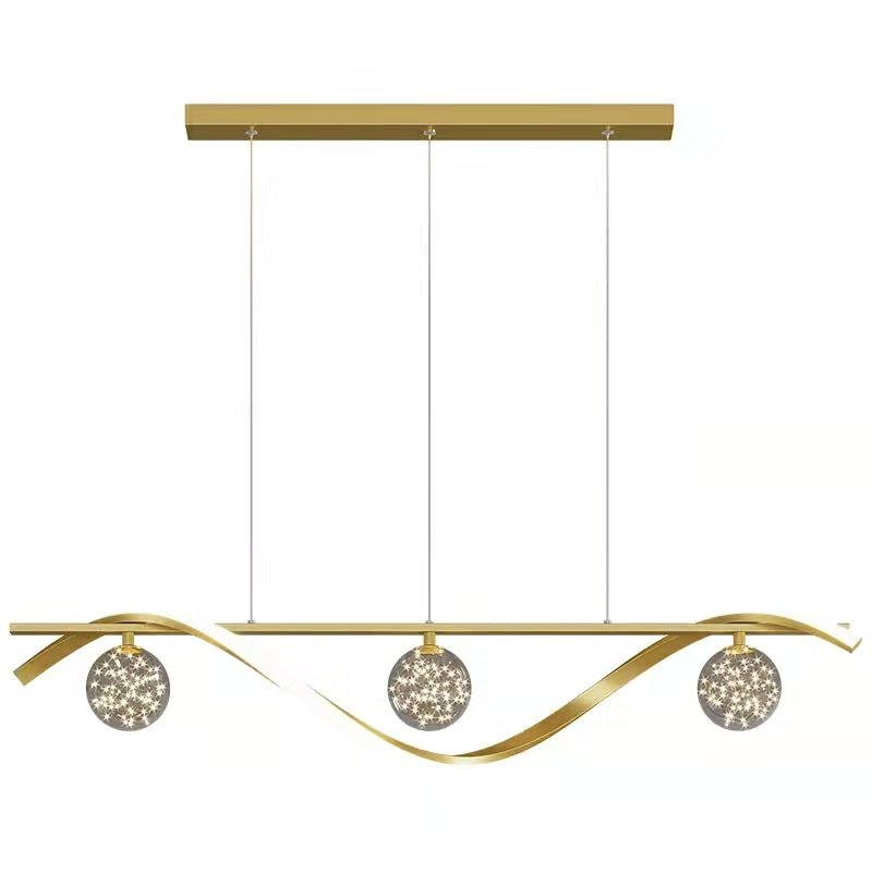 Modern Dining Room Chandelier Concise Style Glass Ball Starlight Ceiling Lamp Luxury Bar Counter Light - L39.4"*H118.1"/2.1 kgGoldWhite Lightcasivra