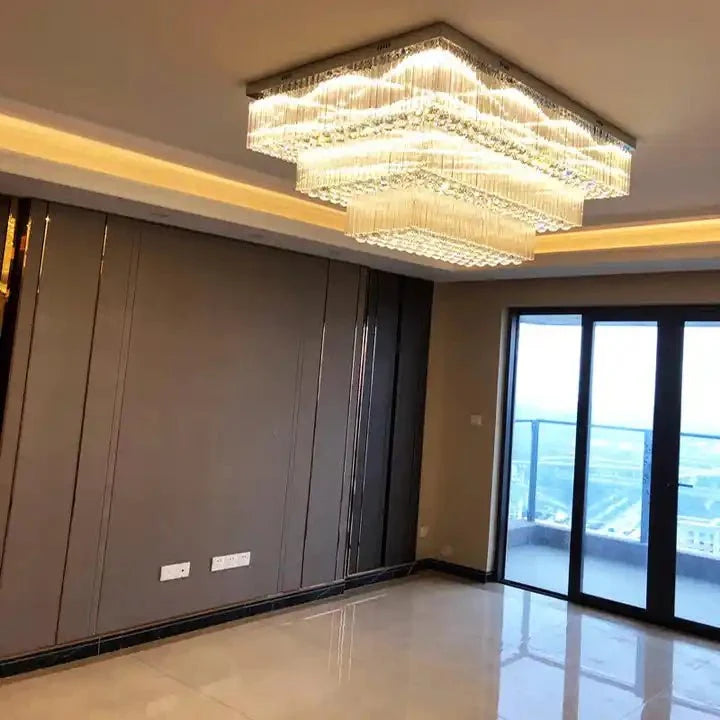 Modern Extra 2/3 Tiered Flush Mount Crystal Chandelier for Large Area-Chandeliers-casivra-casivra