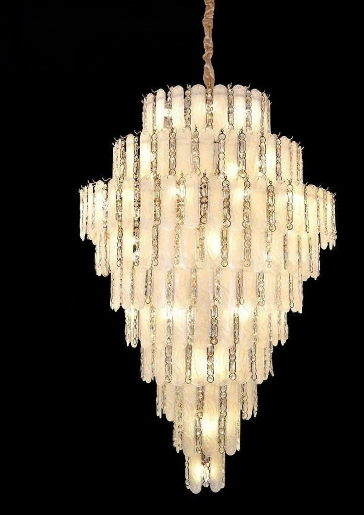 Modern Feather Crystal Chandelier in Chrome/Gold Finish for High/Low-ceiling - D39.4"*H59.1"(D100cm*H150cm)Goldcasivra