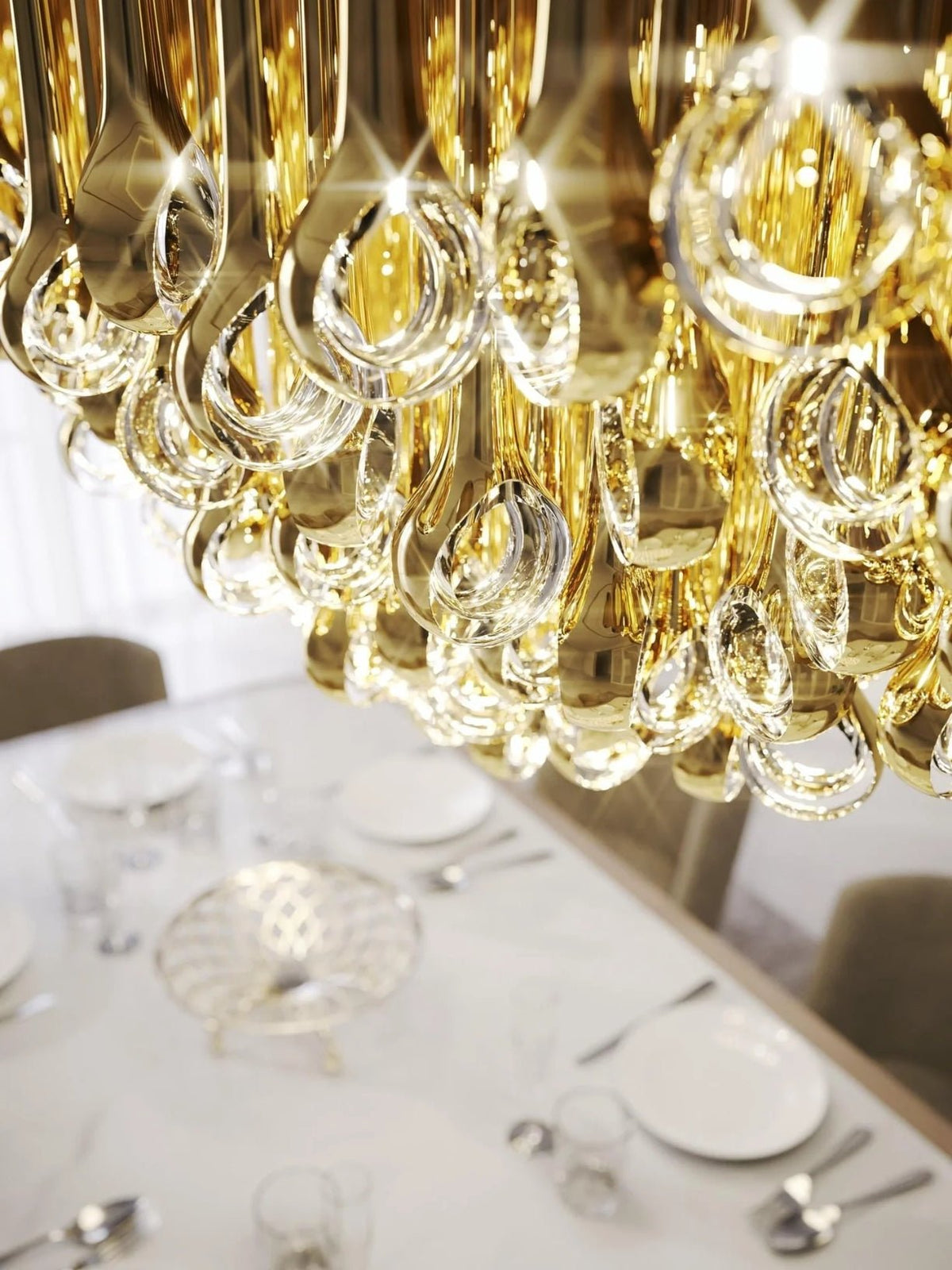 Modern Floating Long Gold Pendant Celing Chandelier for Living Room/High - ceiling - Without Canopy/D74.8"*H267.7"(D190cm*H680cm)casivra