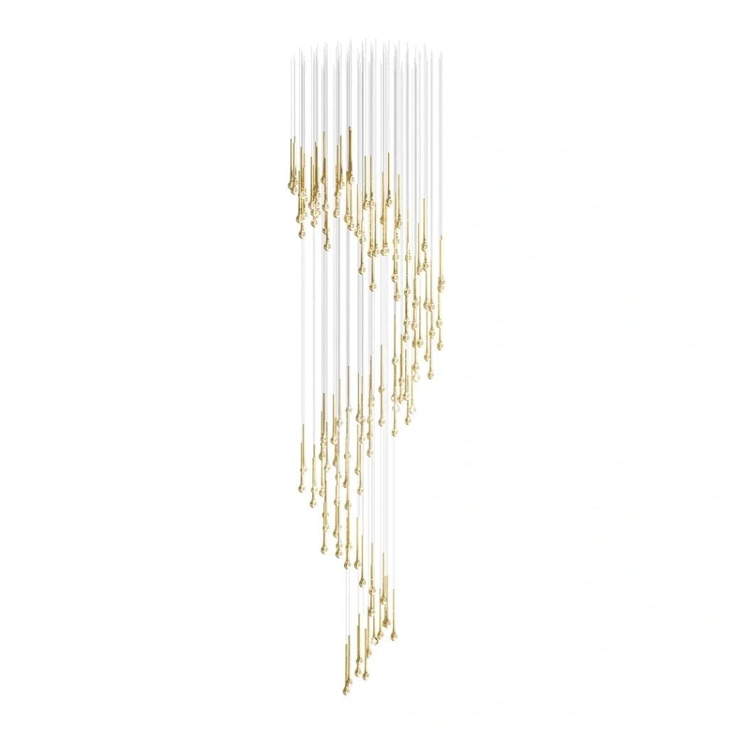 Modern Floating Long Gold Pendant Celing Chandelier for Living Room/High - ceiling - Without Canopy/D74.8"*H267.7"(D190cm*H680cm)casivra