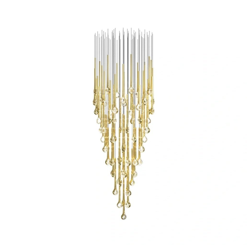 Modern Floating Long Gold Pendant Celing Chandelier for Living Room/High - ceiling - Without Canopy//D15.7"*H74.8"(D40cm*H190cm)casivra