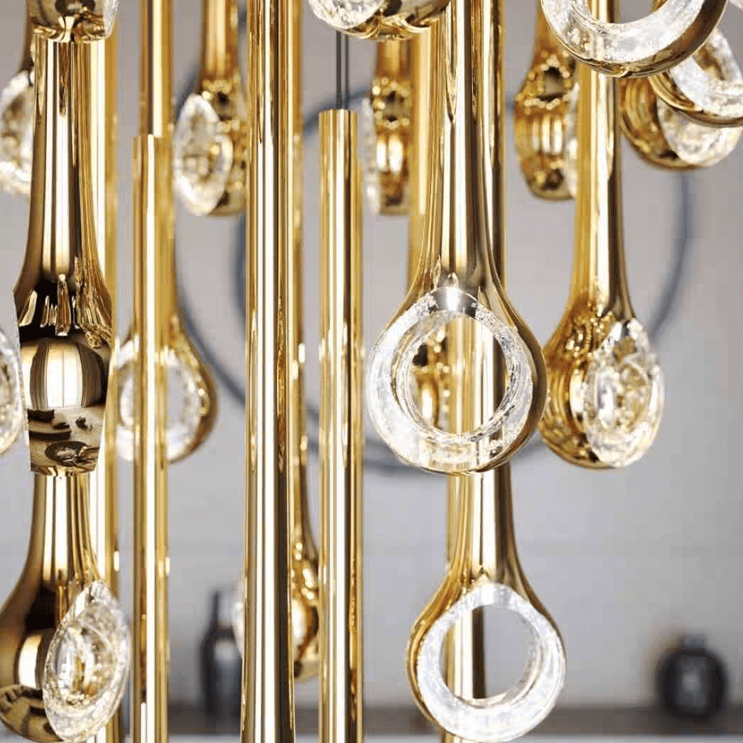 Modern Floating Long Gold Pendant Celing Chandelier for Living Room/High - ceiling - Without Canopy/D74.8"*H267.7"(D190cm*H680cm)casivra