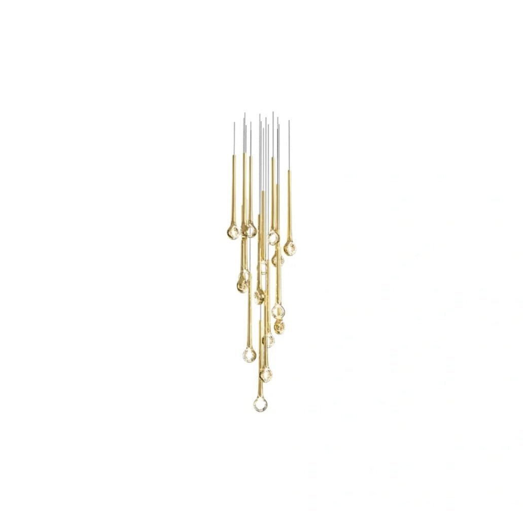 Modern Floating Long Gold Pendant Celing Chandelier for Living Room/High - ceiling - Without Canopy//D15.7"*H74.8"(D40cm*H190cm)casivra