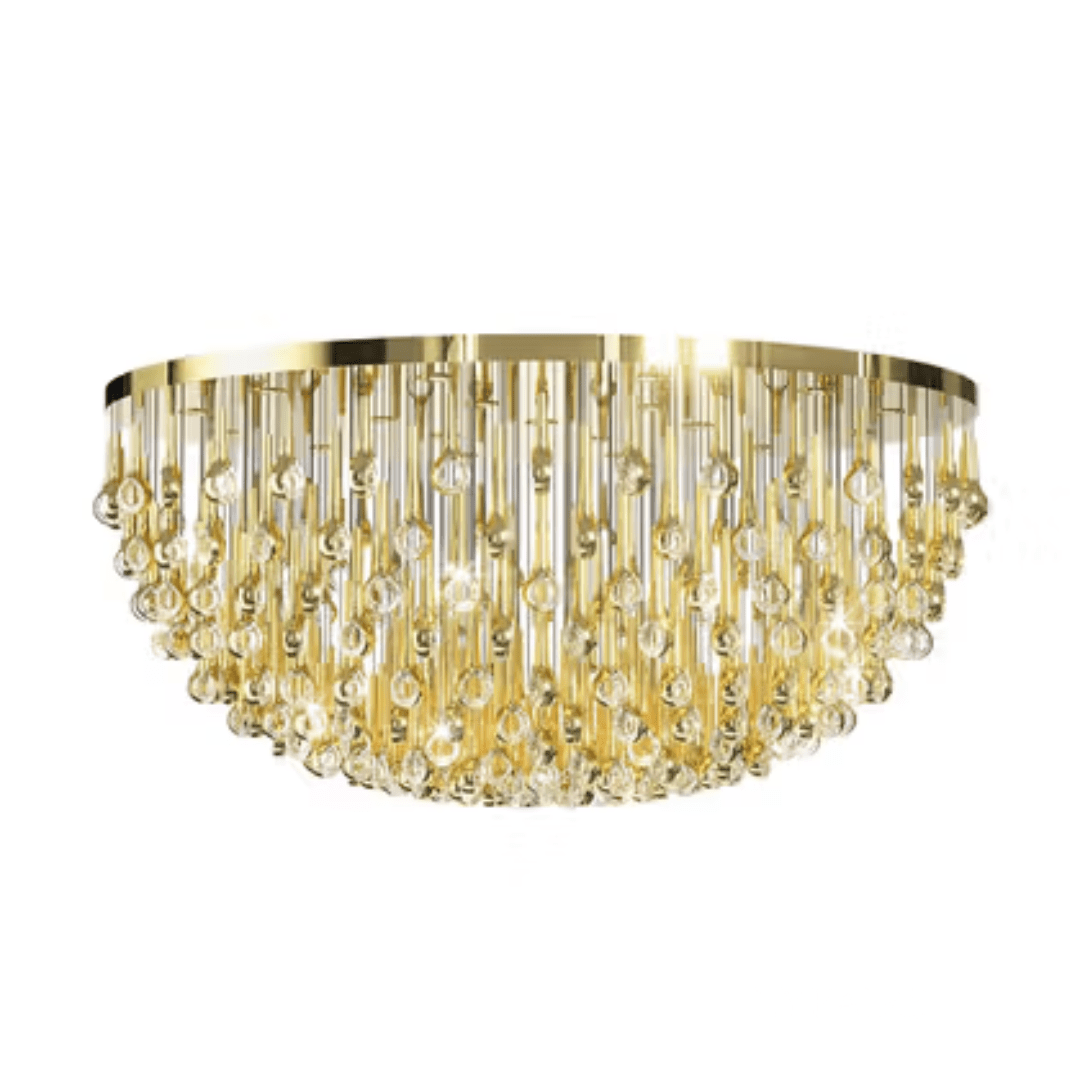 Modern Floating Long Gold Pendant Celing Chandelier for Living Room/High - ceiling - With Round Canopy/D94.5"*H39.37"(D240cm*H100cm)casivra