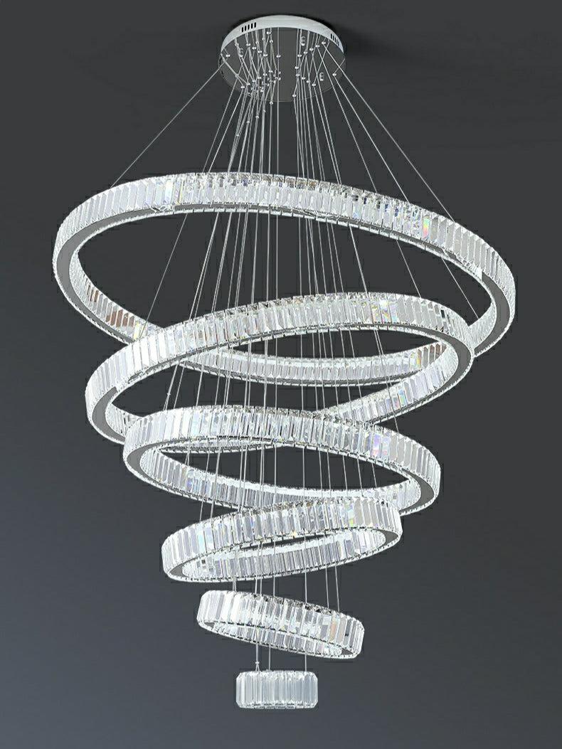 Modern Front Entryway Chandelier 3/4/5/6/7 Rings Crystal Gold/ Chrome Finish Ceiling Lamp - 4 Rings: Dia(39.4"+31.5"+23.6"+15.7")GoldWarm Lightcasivra