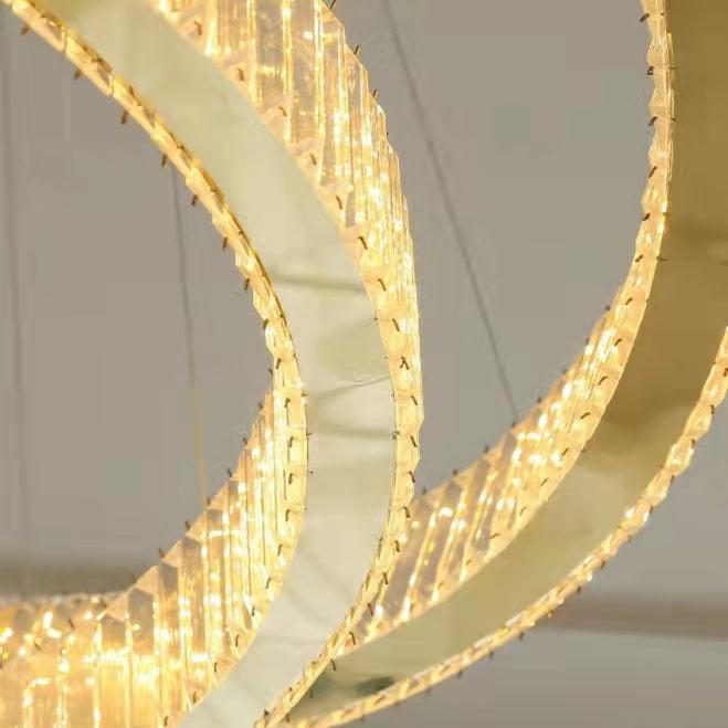 Modern Front Entryway Chandelier 3/4/5/6/7 Rings Crystal Gold/ Chrome Finish Ceiling Lamp - 5 Rings: Dia(39.4"+31.5"+23.6"+15.7"+7.9")/45kg/46.2kgGoldWhite Lightcasivra