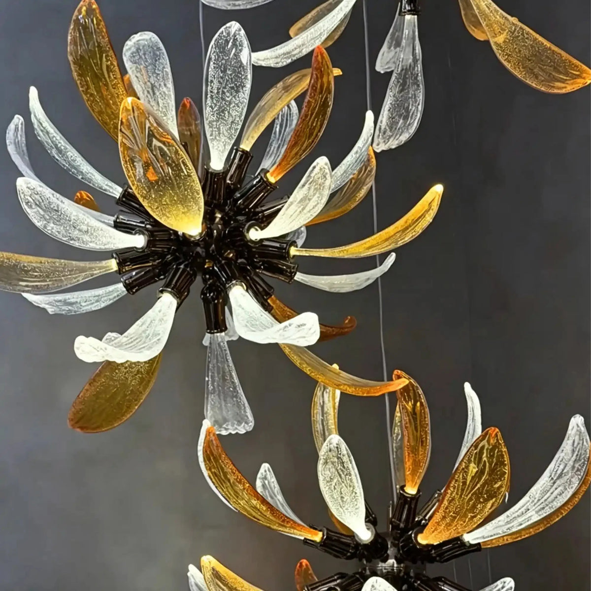 Modern Glass Firework Cluster Chandelier for Living Room/High Ceiling/Staircase - 3 Lights/D17.72''+D17.72''+D23.62''Warm Lightcasivra