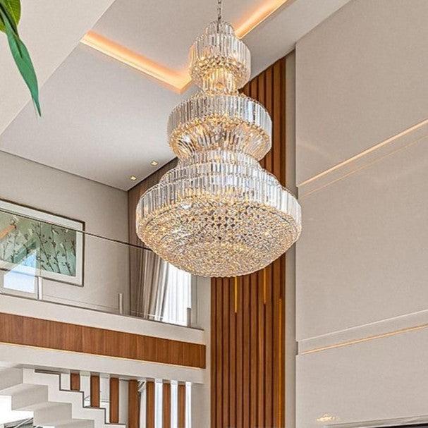 Modern Gold Foyer Extra Large Crystal Chandeliers Round Light Fixture For Hall Entrance - D39.4"*H59.1"casivra