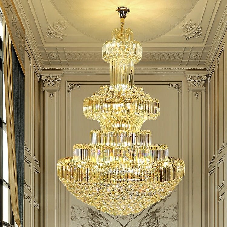 Modern Gold Foyer Extra Large Crystal Chandeliers Round Light Fixture For Hall Entrance - D39.4"*H59.1"casivra