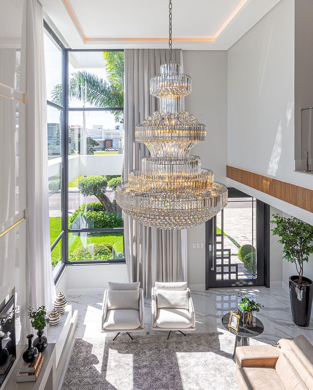 Modern Gold Foyer Extra Large Crystal Chandeliers Round Light Fixture For Hall Entrance - D39.4"*H59.1"casivra