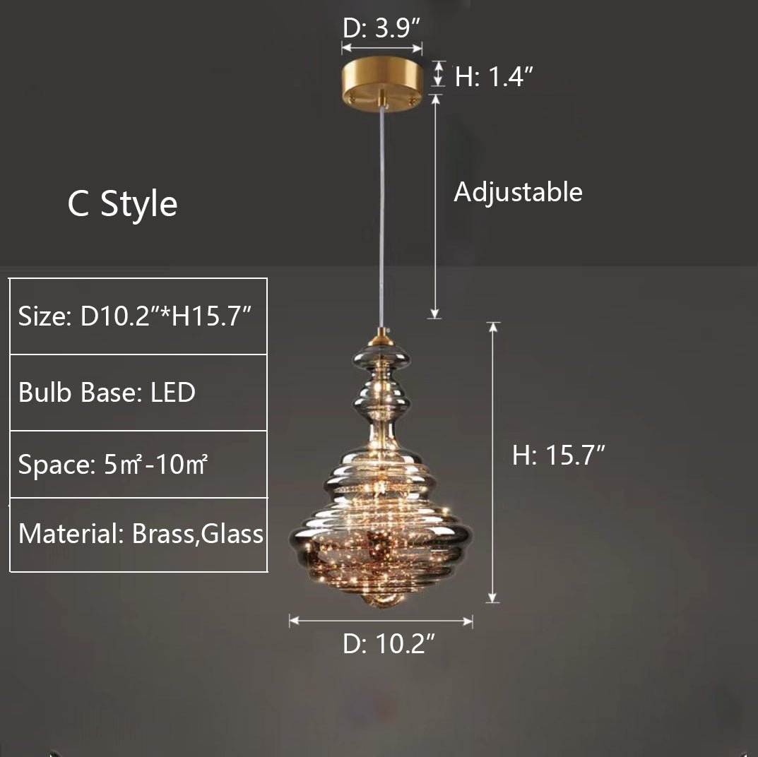 Modern Gray Glass Starry Sky Pendant Light Fixture for Dining Room/Bar/Kitchen Island - C: D10.2"*H15.7"Tri-Color Light (Warm/White/Neutral)casivra