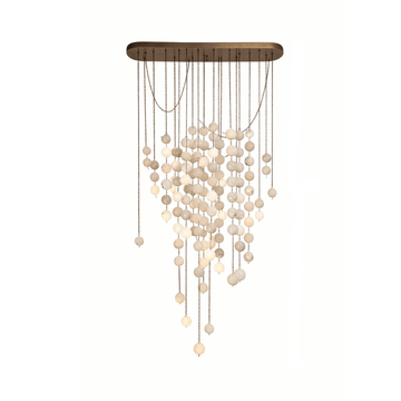 Modern Hanging Spherical Alabaster Chandelier for High Ceilings - 100 Balls/L38"*W18"*H108" (L96.5cm*W45.7cm*H274.3cm)Warm Lightcasivra