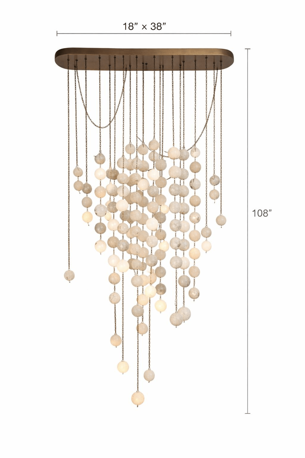 Modern Hanging Spherical Alabaster Chandelier for High Ceilings - 100 Balls/L38"*W18"*H108" (L96.5cm*W45.7cm*H274.3cm)Warm Lightcasivra