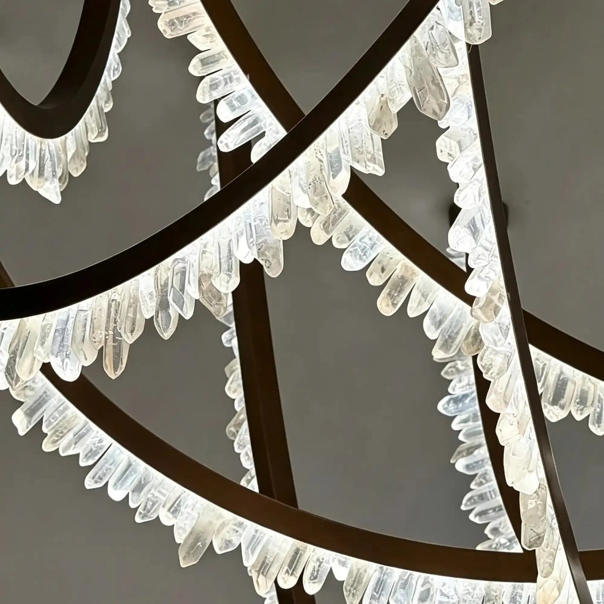 Modern High-End Curved Necklace Natural Crystal Ceiling Chandelier - The Whole Set /8 chainsBlackWarm Lightcasivra