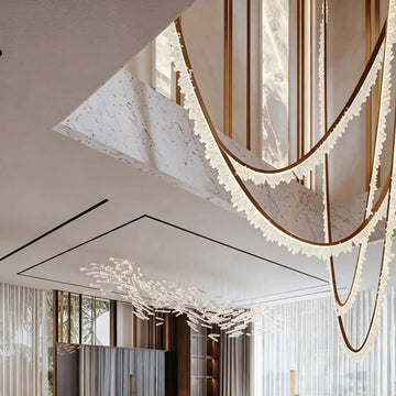Modern High-End Curved Necklace Natural Crystal Ceiling Chandelier - The Whole Set /8 chainsBrassWarm Lightcasivra