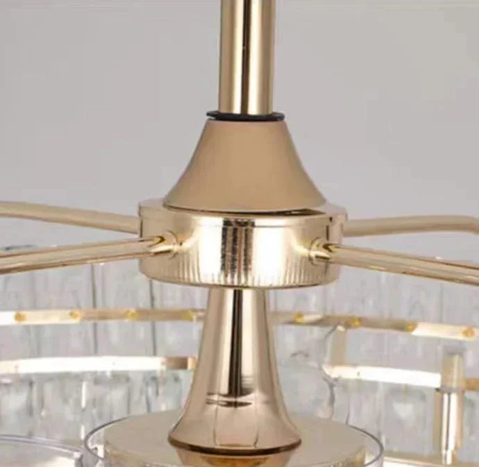 Modern Invisible Blade Fan Light Crystal Chandelier for Living/Dining Room/Bedroom - D26.8"Warm Lightcasivra