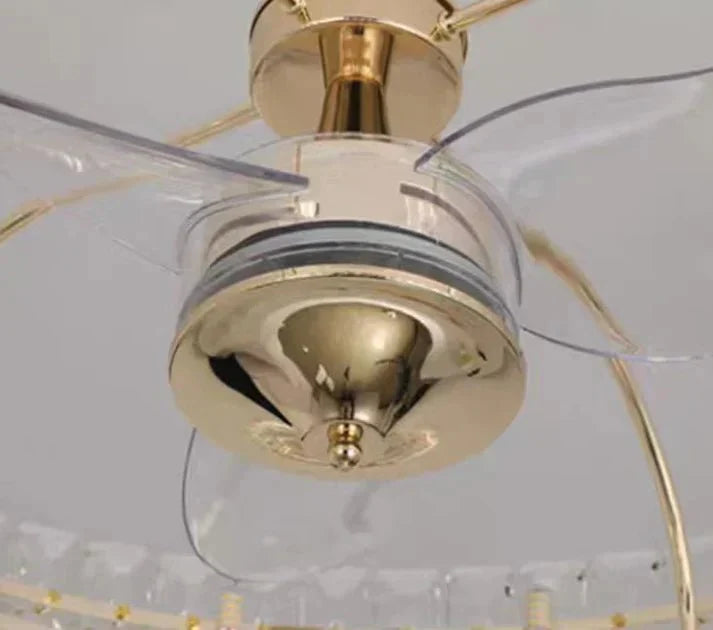 Modern Invisible Blade Fan Light Crystal Chandelier for Living/Dining Room/Bedroom - D26.8"Warm Lightcasivra