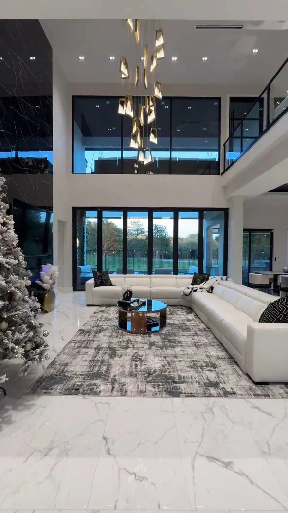 Modern Light Luxury Alabaster Chandelier in Gold Finish-Chandeliers-casivra-casivra