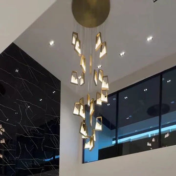 Modern Light Luxury Alabaster Chandelier in Gold Finish-Chandeliers-casivra-Customized/24 Pieces/D39.4"*H196.8"-Warm Light-casivra