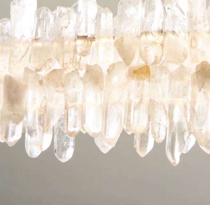 Modern Light Luxury Designer Model Natural Crystal Stone Long Dining Chandelier Furniture for Dining Room/Kitchen Island/Study Room - L47.2"*H4.7"Warm Lightcasivra